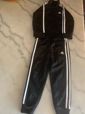 adidas Black Tracksuit with White Stripes